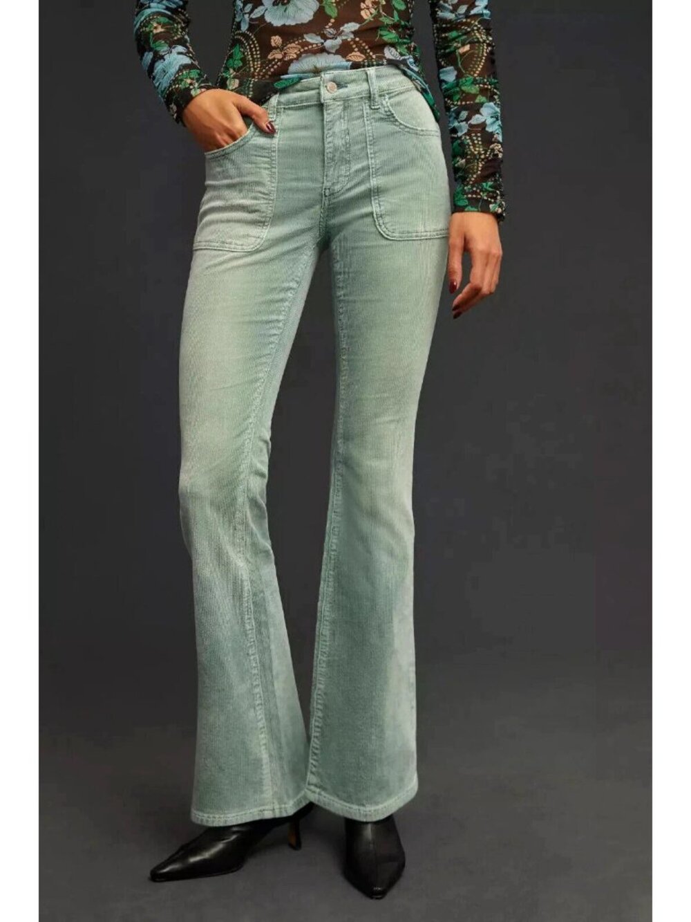 Anthropologie Pilcro The Icon Corduroy Flare Pants Green Size 31